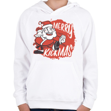PRINTFASHION Merry Kickmas - Gyerek kapucnis pulóver - Fehér gyerek pulóver, kardigán