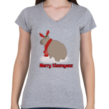 PRINTFASHION Merry Kiss my ass capybara - Női V-nyakú póló - Sport szürke női póló