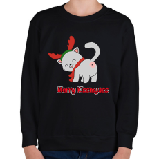 PRINTFASHION Merry Kiss my ass cica - Gyerek pulóver - Fekete