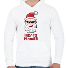 PRINTFASHION Merry Pixmas Karácsonyi ajándék - Férfi kapucnis pulóver - Fehér