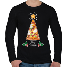 PRINTFASHION Merry Pizzamas fehér - Férfi hosszú ujjú póló - Fekete férfi póló