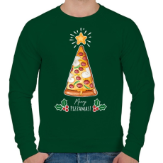 PRINTFASHION Merry Pizzamas fehér - Férfi pulóver - Sötétzöld