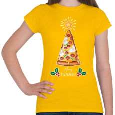 PRINTFASHION Merry Pizzamas fehér - Női póló - Sárga
