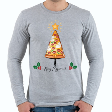 PRINTFASHION Merry Pizzamas pizzalapáttal - Férfi hosszú ujjú póló - Sport szürke férfi póló