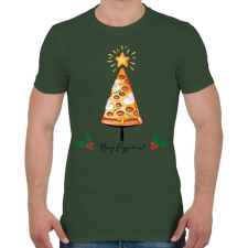 PRINTFASHION Merry Pizzamas pizzalapáttal - Férfi póló - Katonazöld férfi póló