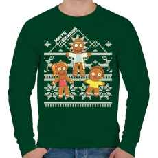 PRINTFASHION Merry Rickmas mézeskalács - Férfi pulóver - Sötétzöld