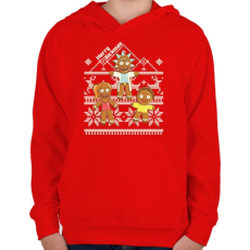PRINTFASHION Merry Rickmas mézeskalács - Gyerek kapucnis pulóver - Piros