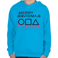 PRINTFASHION Merry Squidmas jelek - Gyerek kapucnis pulóver - Azúrkék