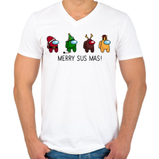 PRINTFASHION Merry Susmas - Férfi V-nyakú póló - Fehér