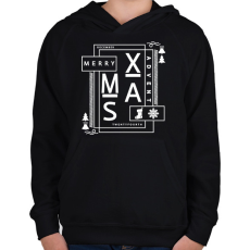 PRINTFASHION Merry Xmas - Gyerek kapucnis pulóver - Fekete