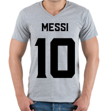 PRINTFASHION MESSI BLACK - Férfi V-nyakú póló - Sport szürke férfi póló