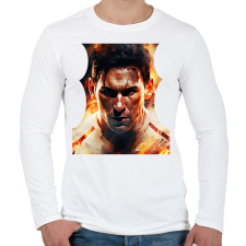 PRINTFASHION Messi - Férfi hosszú ujjú póló - Fehér férfi póló