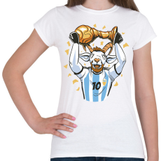 PRINTFASHION Messi - The Goat - Női póló - Fehér