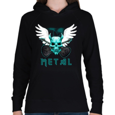 PRINTFASHION METAL2 - Női kapucnis pulóver - Fekete női pulóver, kardigán