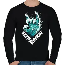 PRINTFASHION Metál hullám - Férfi pulóver - Fekete férfi pulóver, kardigán