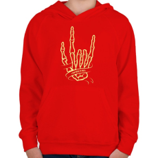PRINTFASHION Metál kéz - Gyerek kapucnis pulóver - Piros