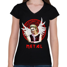 PRINTFASHION metal lady - Női V-nyakú póló - Fekete női póló