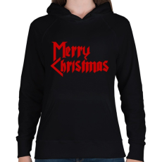 PRINTFASHION Metal Merry Christmas - Női kapucnis pulóver - Fekete