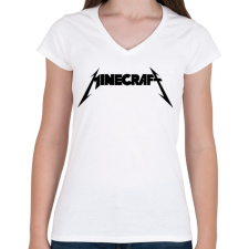 PRINTFASHION METÁL minecraft - Női V-nyakú póló - Fehér női póló