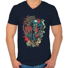 PRINTFASHION Metal Mulisha - Férfi V-nyakú póló - Sötétkék férfi póló