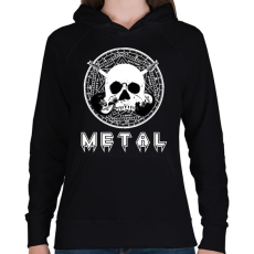 PRINTFASHION metal skull - Női kapucnis pulóver - Fekete