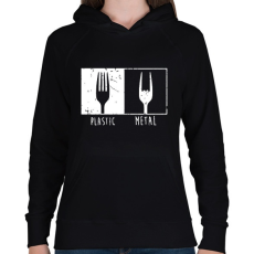 PRINTFASHION Metál villa - Női kapucnis pulóver - Fekete