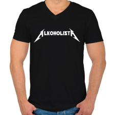 PRINTFASHION Metallica - Alkoholista paródia  - Férfi V-nyakú póló - Fekete férfi póló