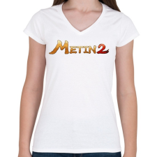 PRINTFASHION Metin2 logo - Női V-nyakú póló - Fehér női póló