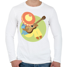 PRINTFASHION Mexikó-sombrero-gitár - Férfi hosszú ujjú póló - Fehér férfi póló