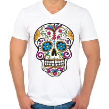 PRINTFASHION mexikói Koponya, - Férfi V-nyakú póló - Fehér férfi póló
