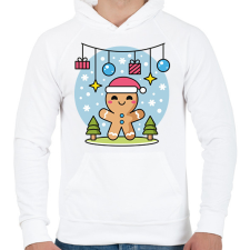 PRINTFASHION Mézeskalács - Férfi kapucnis pulóver - Fehér férfi pulóver, kardigán