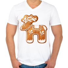 PRINTFASHION Mézeskalács szarvas - Férfi V-nyakú póló - Fehér férfi póló