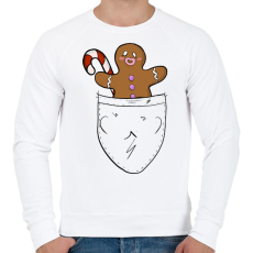 PRINTFASHION Mézeskalács zsebminta - Férfi pulóver - Fehér