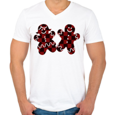 PRINTFASHION Mézi - Férfi V-nyakú póló - Fehér