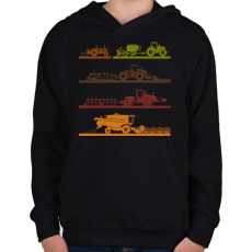 PRINTFASHION Mezőgazdasági gépek  - Gyerek kapucnis pulóver - Fekete