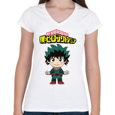 PRINTFASHION MHA Izuku Midoriya - Női V-nyakú póló - Fehér