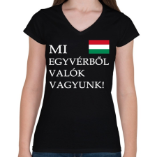 PRINTFASHION Mi egyvérből valók vagyunk! - Női V-nyakú póló - Fekete női póló