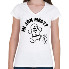 PRINTFASHION Mi jön még mézeskalács - Női V-nyakú póló - Fehér