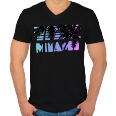 PRINTFASHION Miami  - Férfi V-nyakú póló - Fekete