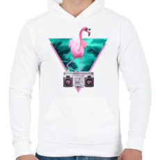 PRINTFASHION Miami flamingo - Férfi kapucnis pulóver - Fehér