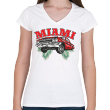 PRINTFASHION Miami lowrider - Női V-nyakú póló - Fehér női póló