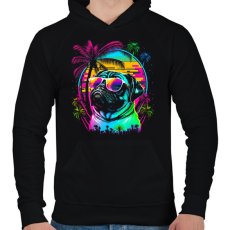 PRINTFASHION Miami mopsz - Férfi kapucnis pulóver - Fekete