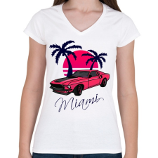 PRINTFASHION Miami - Női V-nyakú póló - Fehér női póló
