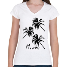 PRINTFASHION Miami  - Női V-nyakú póló - Fehér női póló