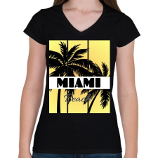 PRINTFASHION Miami  - Női V-nyakú póló - Fekete női póló