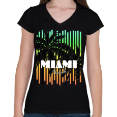 PRINTFASHION Miami  - Női V-nyakú póló - Fekete