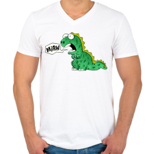 PRINTFASHION miaw dino - Férfi V-nyakú póló - Fehér férfi póló