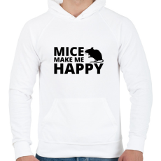 PRINTFASHION Mice make me happy - Férfi kapucnis pulóver - Fehér