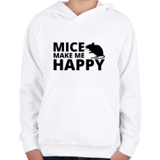 PRINTFASHION Mice make me happy - Gyerek kapucnis pulóver - Fehér