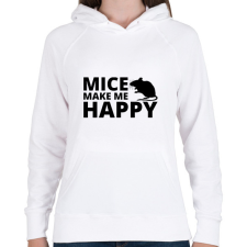 PRINTFASHION Mice make me happy - Női kapucnis pulóver - Fehér női pulóver, kardigán